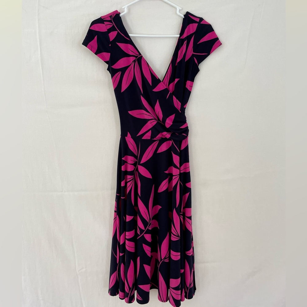 Maggy London navy and fuschia dress